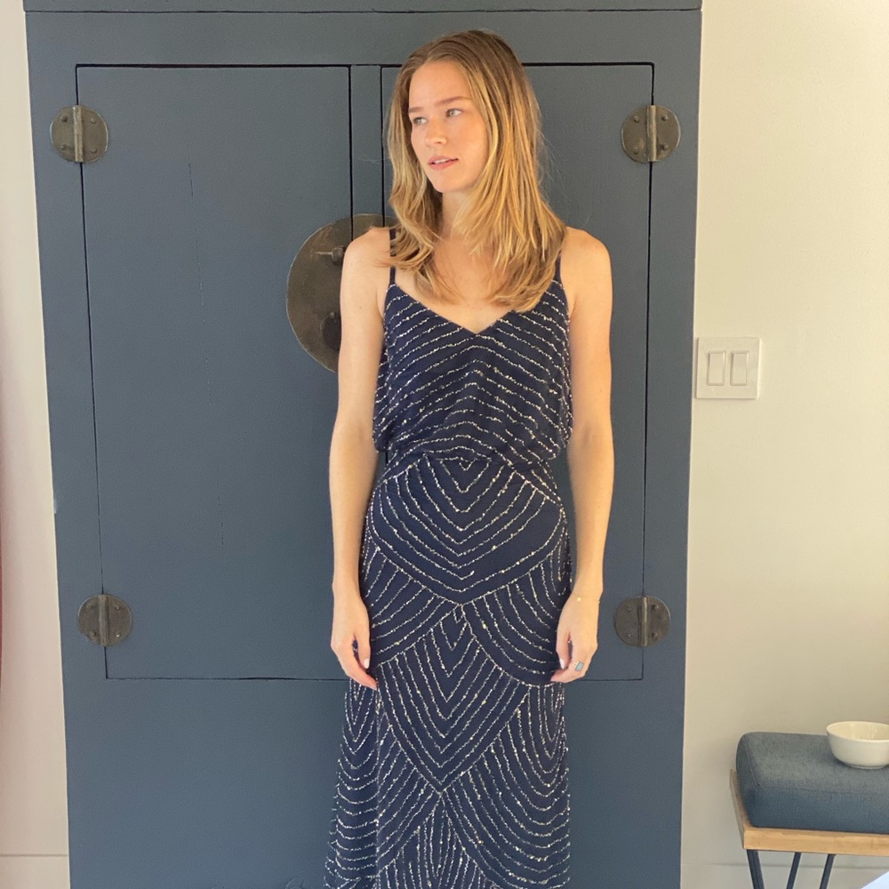 Blue beaded gown